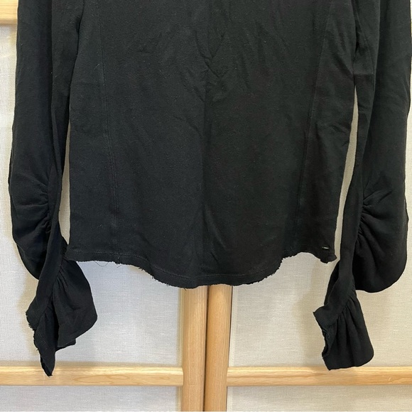 Free People Black Long Sleeve Cotton Shirt Size L - Picture 3 of 8